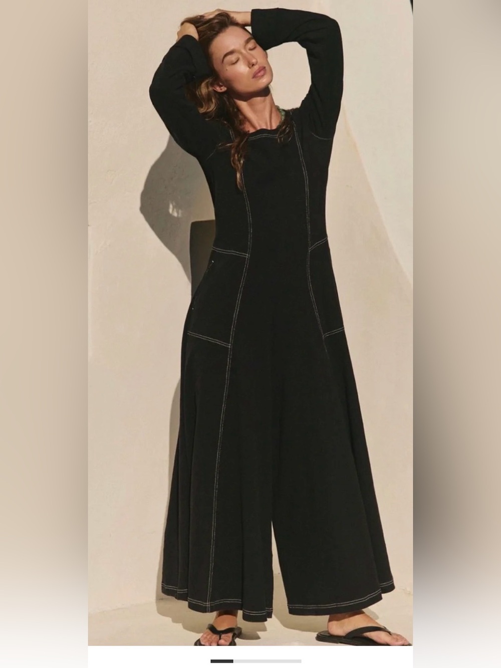 NWT Free People Black Cotton Jumpsuit with Wide legs-, XS